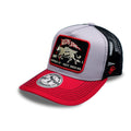 GORRA TRUCKER AJUSTABLE GRIS CON ROJO BISON SPIRIT